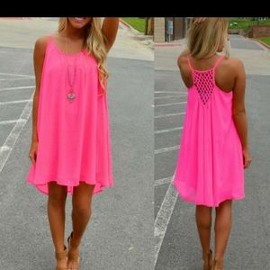 Sexy Summer Fuchsia Sleeveless Chiffon Mini Dress